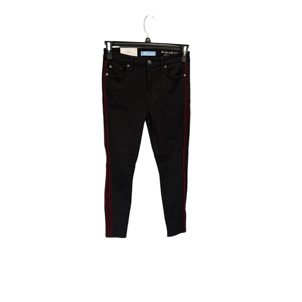 7 For All Mankind B(air) Denim The High Waist Ankle Skinny Black Jean Size 27